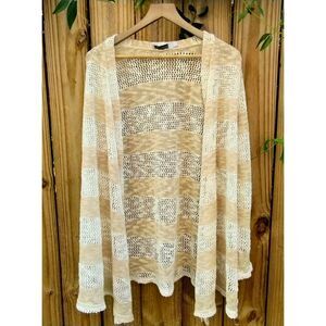 Women's Retro Threads Beige/Cream Open Plunge Waterfall High-Low Cardigan Sz XXL